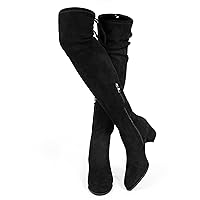MUCCCUTE Women's Over the Knee Boots Thigh High Suede Tall Boots Chunky Heel Side Zipper Sexy Long Boots for Ladies