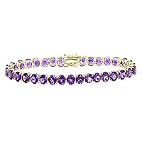 5.5 Ctw Amethyst CZ Gemstone 925 sterling Silver Yellow Plated Tennis Bracelet Gift For Her
