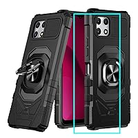 for T-Mobile Revvl 7 Pro 5G Case with Screen Protector,Revvl 7 Pro 5G Phone Case Military Grade Protection Magnetic Ring Stand Rugged Soft Silicone Shockproof Cover for T-Mobile Revvl 7 Pro Black