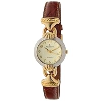 Peugeot Women Easy Reader Everyday Watch with Arabic Numerals and Gold Hinge Brown Strap