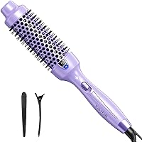 Thermal Brush, 1.5 Inch Ionic Heated Round Brush Creates Blowout Look, Thermal Round Brush Effortlessly Achieves Gorgeous Curls, Dual Voltage (Purple)