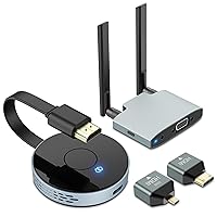 Wireless HDMI Transmitter and Receiver, Plug and Play, Wireless HDMI Extender Kit Support 2.4/5GHz for Streaming Video, Audio and File to Monitor from Laptop/Pc/Tv Box/Projector