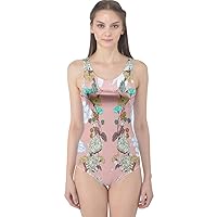 CowCow Womens Summer Vacation Holiday Pineapple Pop Art Lips Rock Triangles One Piece Swimsuit, XS-5XL