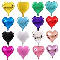 50 pcs 10 Inch Heart Foil Balloons, Multi-colored Heart Mylar Balloons Mixed Color for Wedding Birthday Baby Shower Party Decoration