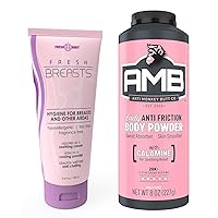 Ladies No Sweat Bundle: Fresh Breasts Lotion, 3.4oz - The Solution for Women and Lady Anti-Monkey Butt Body Powder, 8oz
