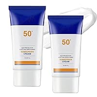 Sunscreen, sunscreen 50+ PA+, Water Resistant And Non-Greasy Sunscreen, sunscreen cream, Isolation Waterproof Sweat Outdoor Men and Women, Daily Defense Sunscreen for All Type Skin (2pcs)