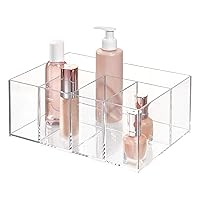 iDesign 5 Compartment Plastic Bathroom Storage Organizer, The Clarity Collection – 9.88” x 6.88” x 4”, Clear