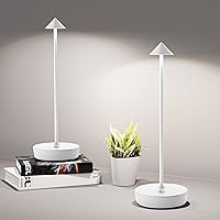 Cordless Table Lamps Rechargeable, 6000mAh Battery Operated LED Desk Lamp Outdoor Waterproof Portable Touch Dimmable Table Night Light for Patio Restaurant Dining Home Set of 2 White