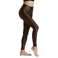 Tsful Faux Leather Leggings for Women Tummy Control High Waist Dressy Seamless Stretch Pleather Yoga Pants