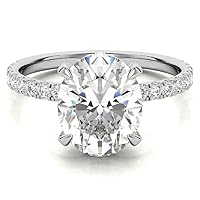 HNB Gems 3.50 CT Oval Moissanite Engagement Rings Colorless Wedding Bridal Solitaire Halo Solid Sterling Silver 10K 14K 18K Solid Gold Promise Ring
