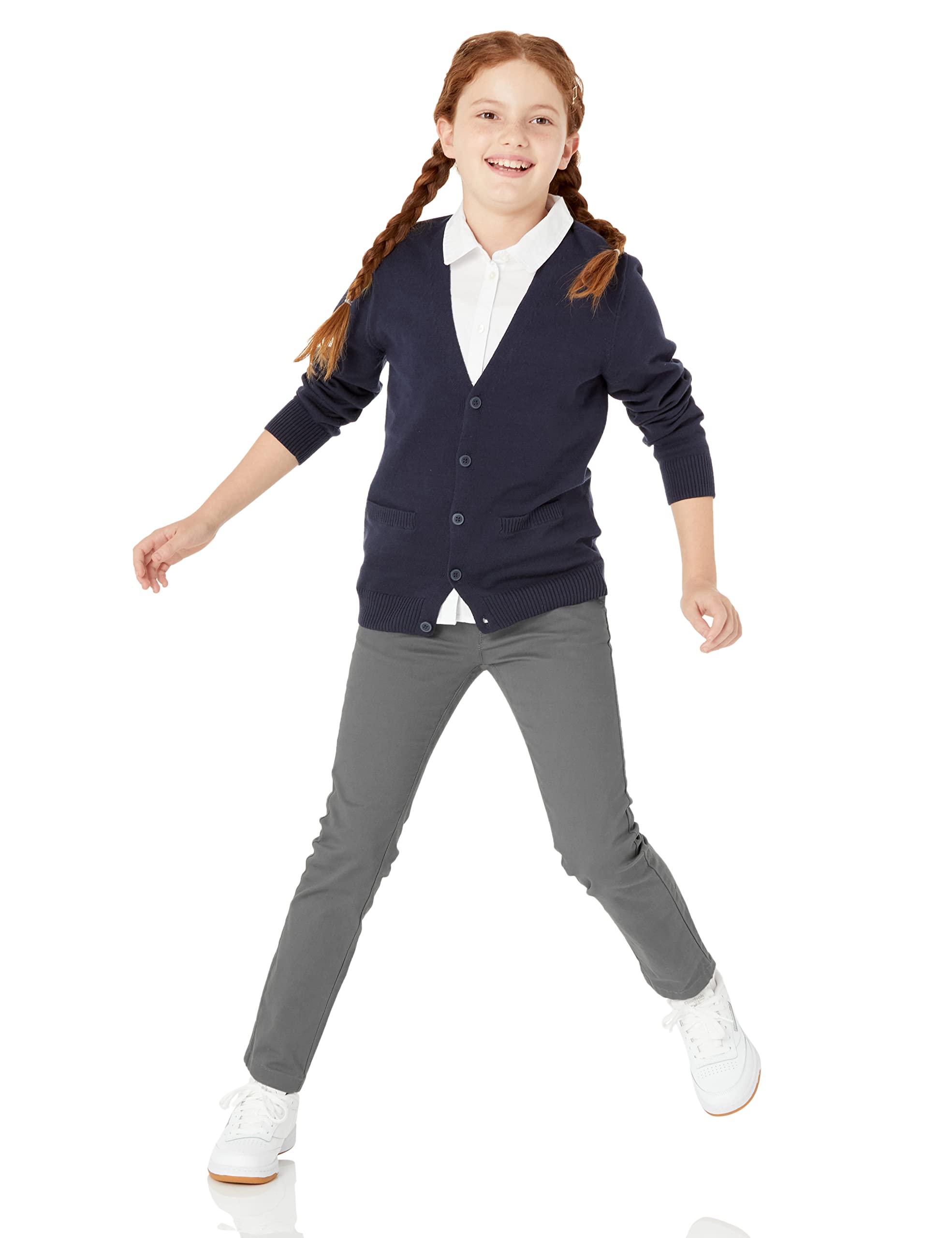 Amazon Essentials Girls and Toddlers' Uniform Slim Fit Cardigan Sweater