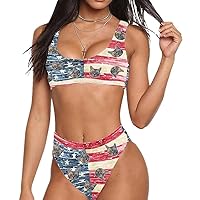 Custom Face Flag Swimsuit Personalized Swimwear Photo Funny Bikini Set for Women Valentine's Day Gifts