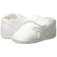 Baby Boys White Cotton Sateen Pearl Button Christening Shoes