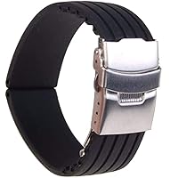 Watch Straps 18mm/ 20mm/22mm/24mm Reloj Hombre Silicone Rubber Watch Strap Deployment Buckle Waterproof Band Women's Watches Accessories (Size : 20mm)