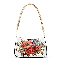 Shoulder Bags for Women 3462-flower Hobo Tote Handbag Small Clutch Purse with Zipper Closure