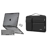 MOSISO Compatible with MacBook Air 15 inch Case 2023 2024 A2941 M2, Symmetric Geometric Heavy Duty Plastic Hard Shell with TPU Bumper&360 Protective Sleeve Bag with 2 Raised&1 Flapover Pockets, Black