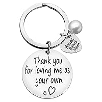 StepMom Keychain Gift Appreciation Gift for Step Mother Bonus Mom Jewelry Thank You for Loving Me Keyring Mother in Law Jewelry Christmas Birthday Mothers Day Gift from Step Daughter Son