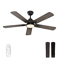 warmiplanet 52 Inch Indoor Ceiling Fans with Lights and Remote Control, DC Slient Motor, Dimmable, Reversible, Timmer, 3 CCT, Black