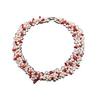 JYX Pearl Necklace for Women Four-strand White Freshwater Pearl Necklace 17