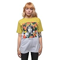 T Shirt Jim Morrison Floral Square Official Unisex Dye Wash Yellow