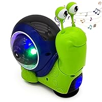 Tipmant Baby Toddler Electric Snail Toy Cute Electronic Animal Crawl, Play Music, Dazzling Light Kids Birthday (Green)