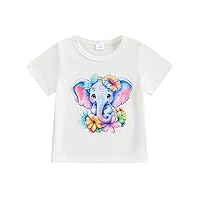 Toddler Boy Girl Summer Clothes Cat/Elephant Animal Print T-Shirt Kids Short Sleeve Graphic Tops