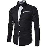 Men's Twill Solid Button Down Dress Shirt Slim Fit Long Sleeve Formal Business Shirts Regular Fit Plaid Collar Shirt