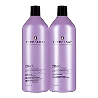Pureology Hydrate Moisturizing Shampoo and Conditioner Set | Softens and Deeply Hydrates Dry Hair | For Medium to Thick Color Treated Hair | Sulfate-Free | Vegan