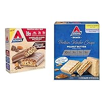 Atkins Chocolate Almond Butter Protein Meal Bar 5 Count and Peanut Butter Protein Wafer Crisps 5 Count Bundle
