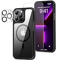 Magnetic Case Designed for iPhone 13 Pro Case [Compatible with MagSafe] with Screen Protector and Camera Lens Protector Anti Scratch Phone Case (Black)
