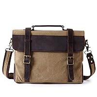 Leather Briefcase for Men Business Travel Messenger Bags Laptop Bag, Brown