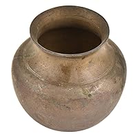 IndianShelf Vocalforlocal Handmade Vintage Brass Simple Rustic Tribal Water Storage Pot Pack of 1 Indian Kitchen Utensils