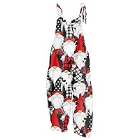 Women's Rompers Fashion Sweet Little Fresh Christmas Print Vintage Casual Halter Jumpsuit Vacation Outfits, S-3XL