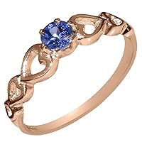 10k Rose Gold Natural Tanzanite Womens Solitaire Ring - Sizes 4 to 12 Available