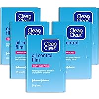 Oil Control Film Replacment for Clean & Clear Oil-Absorbing Sheets,5pack(total 300sheets)Oil Blotting Sheets for Face,9% Larger,Makeup Friendly High-performance Handy Face Blotting Paper for Oily Skin