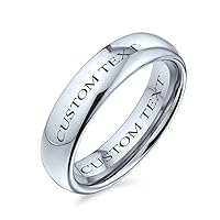 Bling Jewelry Personalize Unisex Plain Simple Dome Couples Titanium Wedding Band Ring For Men Women Comfort Fit Polished Black Silver Rose Gold Tone 5MM