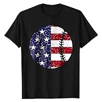 Women's 4Th of July Top American Flag Tshirt Round Neck Short Sleeve Shirts Patriotic Tops Casual, S-3XL
