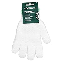 EcoTools Gentle Bath + Shower Gloves, Exfoliating Gloves Remove Dead Skin & Cleanse The Whole Body, Bath Gloves Infused with Avocado Oil to Scrub & Hydrate, Cruelty Free, 1 Pair (2 Gloves)
