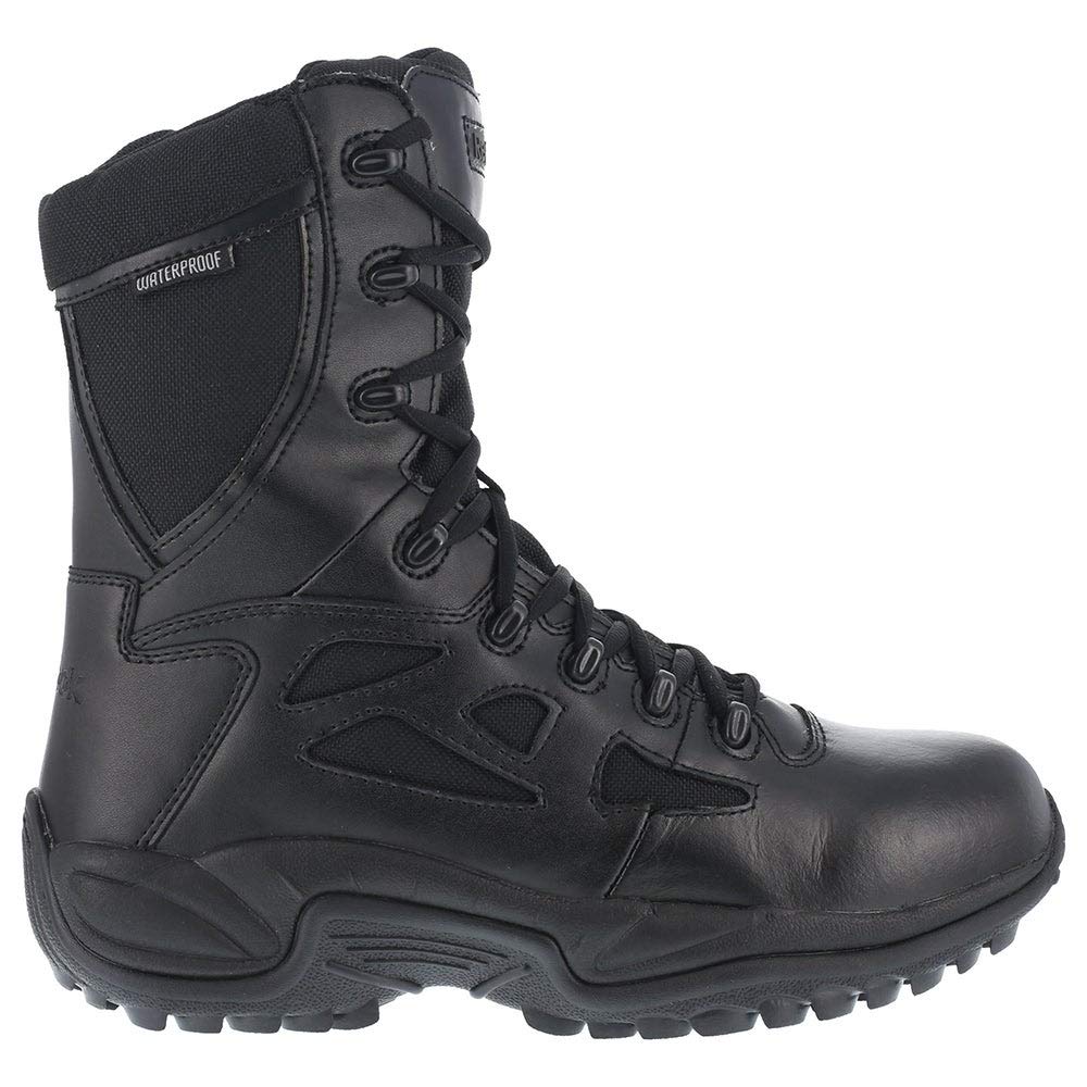 Reebok Work Mens Rapid Response Rb 8 Inch Waterproof Soft Toe Eh Side Zip Work Safety Shoes Casual - Black - Size 4.5 D