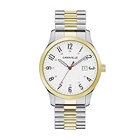 by Bulova Men's Traditional 3-Hand Date Quartz Expansion Band Watch, Luminous Hands, Stainless Steel, 40mm