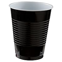Premium Black Plastic Cups (18 oz) 50 Count - Stackable, Heavy-Duty & Eco-Friendly Party Drinkware, Vibrant Color & Ultimate Durability - Perfect For All Occasions
