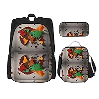 Print 355PCS Backpack Set,Large Bag with Lunch Box and Pencil Case,Convenient,backpack lunch box