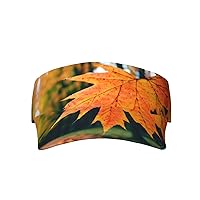 Autumn Pattern Sun Visors Hat for UV Protection Adjustable Empty for Summer Outdoor Sports Running Cap