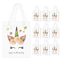 10 Pack Unicorn Party Favor Gift Bags with Dreamlike Design - Reusable Gift Tote Bags, Goodie Gift Toy Treat bags for Kids Themed Birthday Party, Baby Shower
