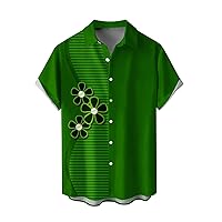 Men's & Boys Hawaiian Shirt Short Sleeve Cuban Collar Tropical Holiday Summer Beach Shirts Shamrock Irish Shirt