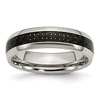 Titanium Polished w/Black Carbon Fiber Inlay 6mm Band Ring