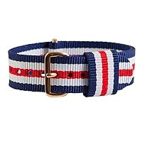 Clockwork Synergy, LLC 18mm Nato Rose Gold Nylon Loop Striped Navy Blue / Red / White Interchangeable Watch Strap Band