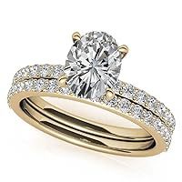 10K Solid Yellow Gold Handmade Engagement Rings 3.0 CT Oval Cut Moissanite Diamond Solitaire Wedding/Bridal Ring Set for Women/Her Propose Rings