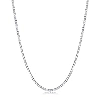 NYC Sterling Round Link Chain - Rhodium Necklaces for Men – Luxurious Rhodium Chain – 2mm Round Box Chain – Modern and Minimalist Design – Made in Italy - 16-inch to 30-inch