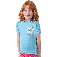 O'NEILL Girls Skins Short Sleeve Crew Light Blue/White 4